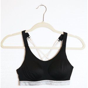 Victoria Sport Bra Black w Silver Trim Criss-cross Strappy Back 32A